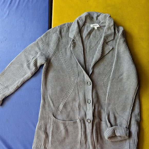 Splendid Gray Cardigan Sweater V-Neck Ribbed Knit - Picture 1 of 2